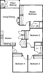 Savannah Four Bedroom Two Bathroom Floor Plan