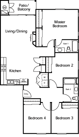 Savannah Four Bedroom Two Bathroom Floor Plan