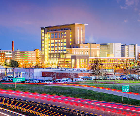 a view of the city at night