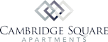The image is a logo for Cambridge Square Apartments.