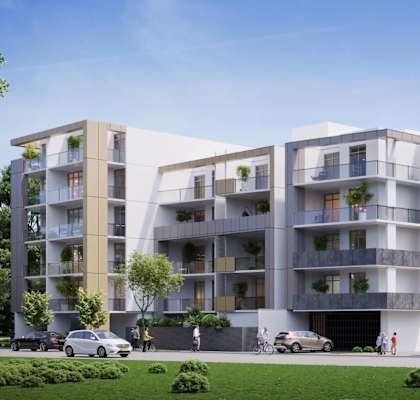 an artist impression of a proposed apartment building on the corner of a city street