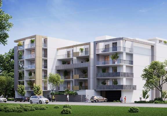 an artist impression of a proposed apartment building on the corner of a city street
