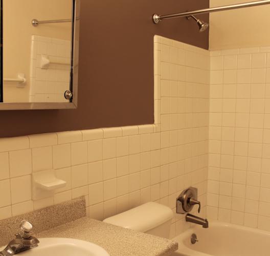 a bathroom with a sink and a toilet and a tub