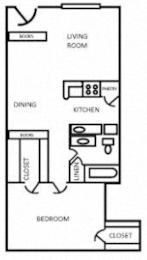  Floor Plan 1 Bed 1 Bath