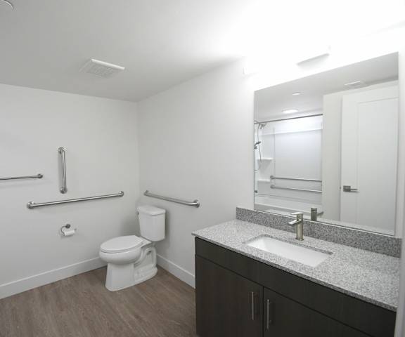 a bathroom with a toilet and a sink and a mirror