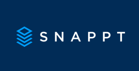 The image features a logo with the text "SNAPPT" in white letters on a blue background.