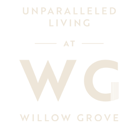 A black and white image with the words "Unparalleled Living at WH Woodland Heath".