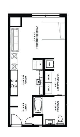 Studio D Floor Plan at Canary Lofts, Des Moines, Iowa