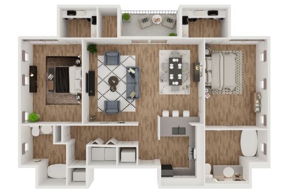 Franciscan  – 2 Bedroom 2 Bath Floor Plan Layout – 1096 Square Feet at Montrachet Apartments, Napa, 94558