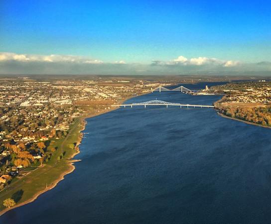 Beautiful View of Columbia River and Surrounding Cities