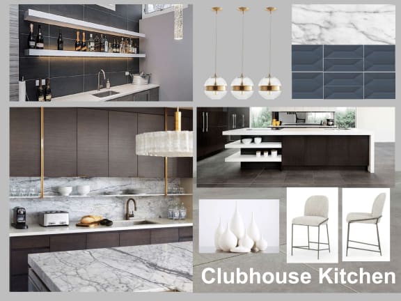 a set of 4 images of a kitchen with different colors and lighting