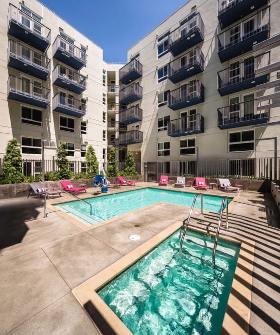 topaz pool and hot tub at Topaz Apartments, Los Angeles, CA, 90013