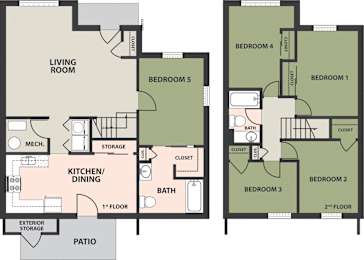  Floor Plan Five-Bedroom Townhome