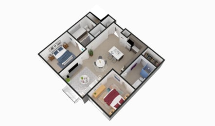3d floor plan of a bedroom apartment