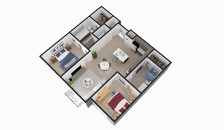 3d floor plan of a bedroom apartment
