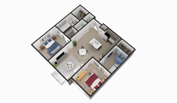 3d floor plan of a bedroom apartment