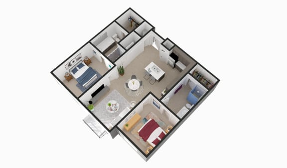 3d floor plan of a bedroom apartment