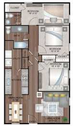  Floor Plan Three Bedroom, One and Half Bath