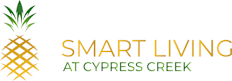 A logo with a pineapple and the words "Smart Living at Cypress Creek".