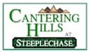 A logo with the words "Cantering Hills at Steeplechase" written in green.