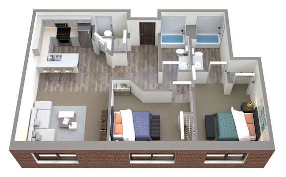 Floor Plan  2 bedroom 2 bathroom floorplan