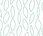 A pattern of teal outlined leaves on a black background.