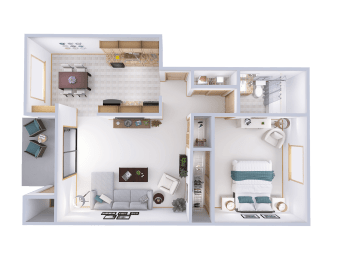  Floor Plan Garden - 1 Bed, 1 Bath