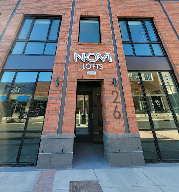 Exterior view of NOVI at Concord luxury apartments in downtown Concord, NC.
