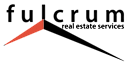 The image shows a logo with the text "fulcrum real estate services".
