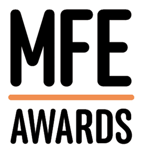 The image is a logo for the MFE Awards.