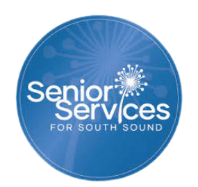 a blue sign that says senior services for south sound at Harbor Heights 55+ Community, Olympia, 98501