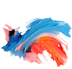 A painting with bright yellow, pink, blue and orange brush strokes.