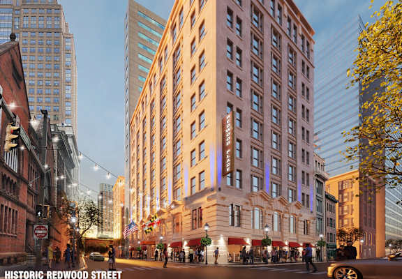 photo of redwood building