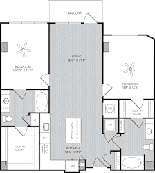B1e Two Bedroom Floor Plan with Balcony at Apartment Homes For Rent in Vinings, GA