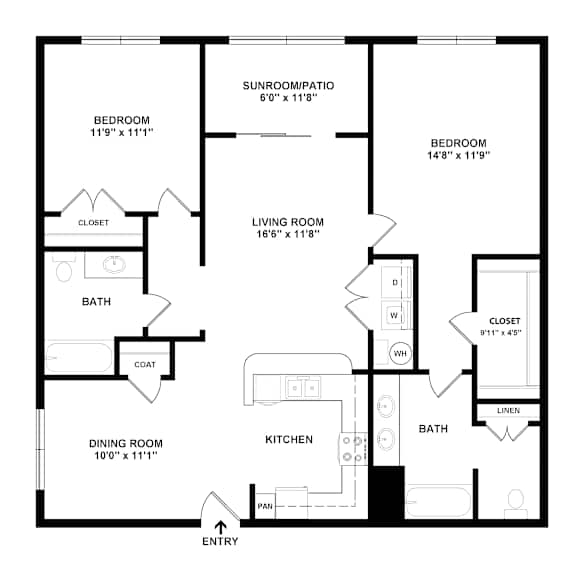 A black and white image of a floor plan for a house.