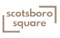 A logo with the words scotsboro square in black on a white background.