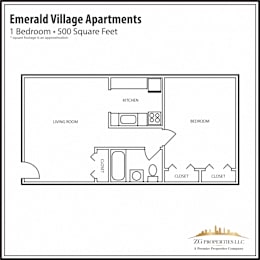 EV 1 Bedroom Floor Plan
