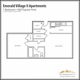 EV II - 1 Bedroom Floor Plan
