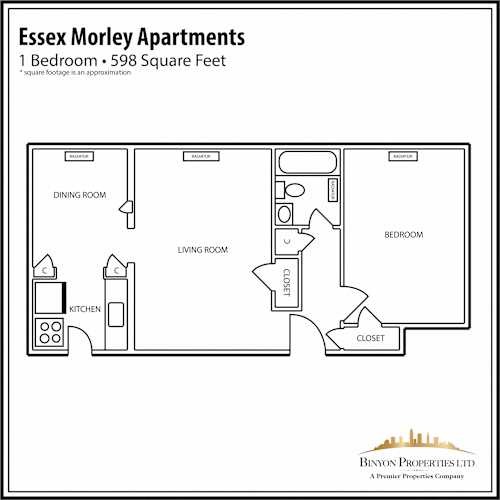 Floor Plan  EM 1 Bedroom Apartment Floor Plan