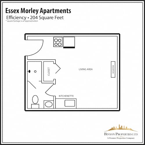 Floor Plan  EM Efficiency Apartment Floor Plan