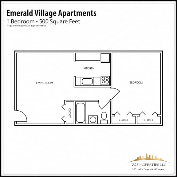 EV 1 Bedroom Floor Plan