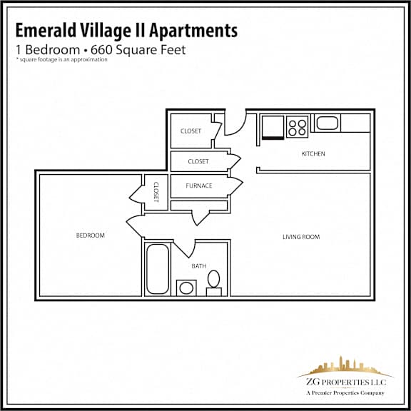 EV II - 1 Bedroom Floor Plan