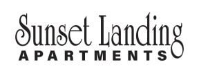 The image shows the logo of Sunset Landing Apartments.