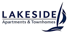 A logo for Lakeside Apartments & Townhomes with a sailboat.