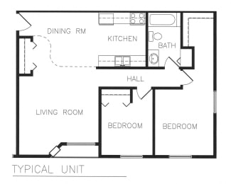  Floor Plan Two Bedroom One Bathroom