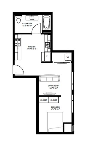 Alcove E Floor Plan at Canary Lofts, Des Moines, IA