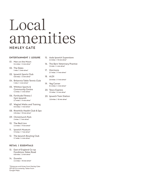 A list of locations with their distances in miles and minutes is displayed.