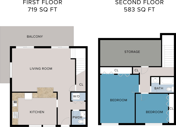 2 bedroom 1.5 bathroom floor plan A at Greenwich Place, Greenwich