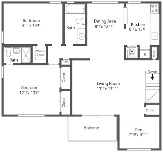 Floor Plan  2Bedroom 2 Bath Floor Plan at Chatham Hill, Chatham