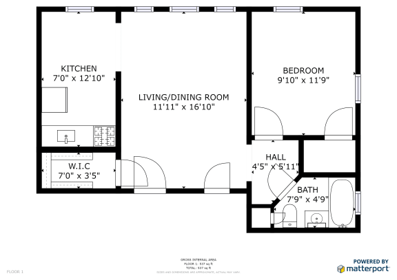 Floor Plan  One Bedroom